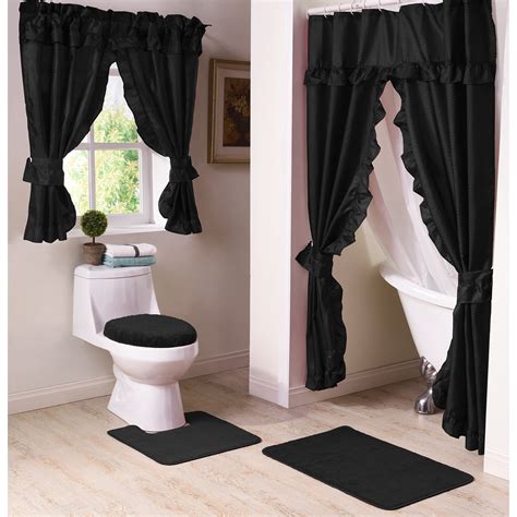 FREE shipping. . Black bathroom set with shower curtain